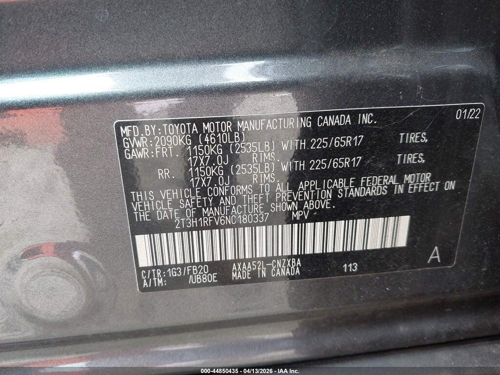 2T3H1RFV6NC180337 2022 TOYOTA RAV4 photo no. 9