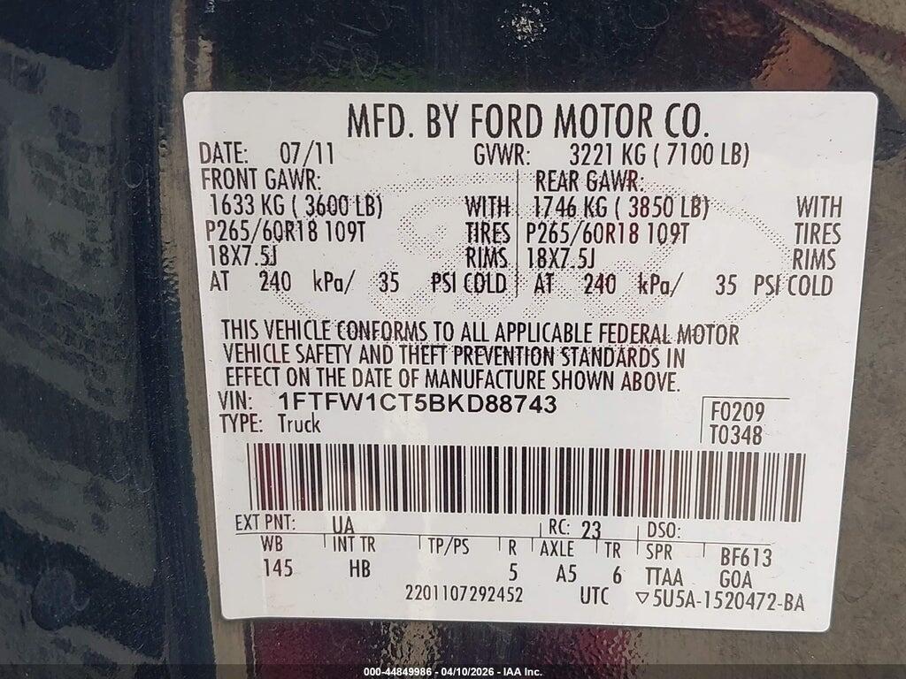 1FTFW1CT5BKD88743 2011 FORD F-150 photo no. 9