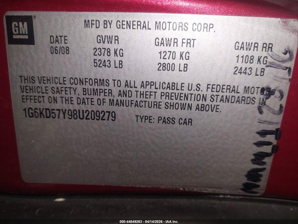 1G6KD57Y98U209279 2008 CADILLAC DTS photo no. 9