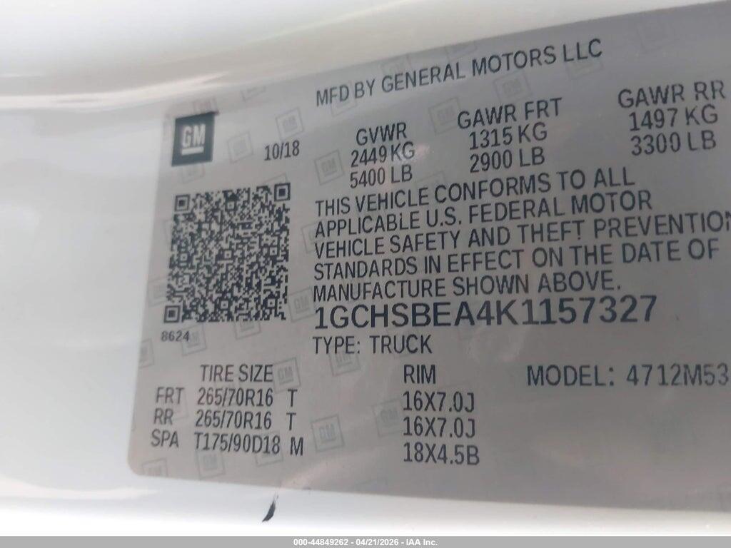 1GCHSBEA4K1157327 2019 CHEVROLET COLORADO photo no. 9
