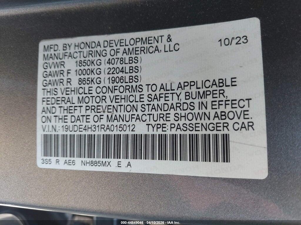 19UDE4H31RA015012 2024 ACURA INTEGRA photo no. 9
