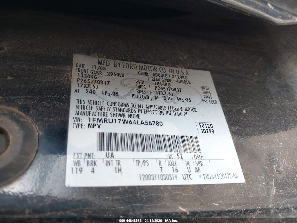 1FMRU17W64LA56780 2004 FORD EXPEDITION photo no. 9