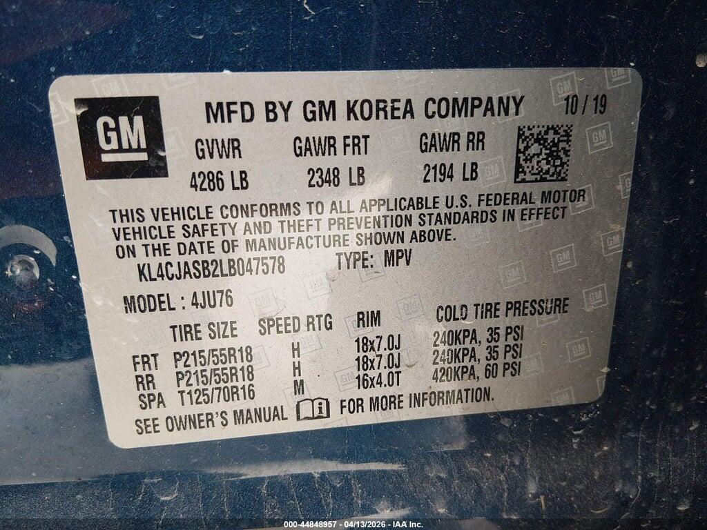 KL4CJASB2LB047578 2020 BUICK ENCORE photo no. 9