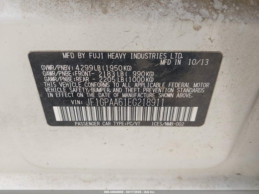 JF1GPAA61EG218911 2014 SUBARU IMPREZA photo no. 9