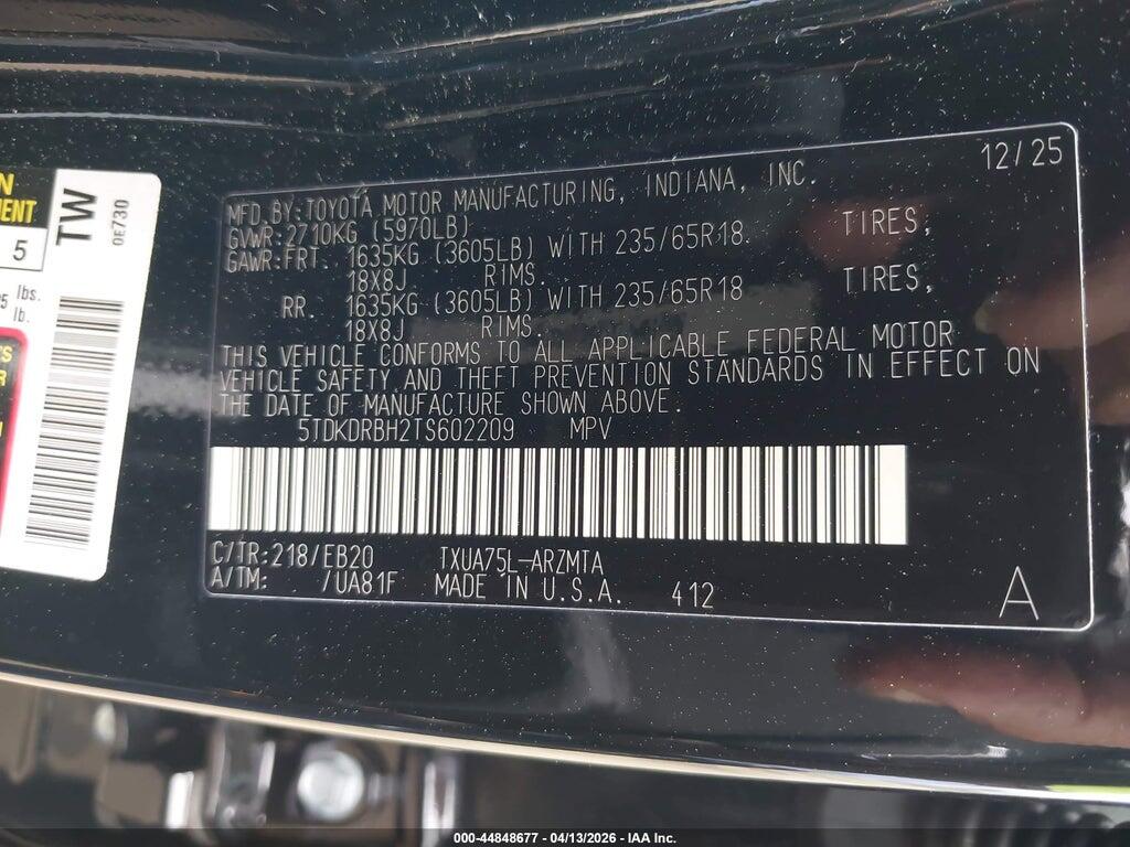 5TDKDRBH2TS602209 2026 TOYOTA HIGHLANDER photo no. 9