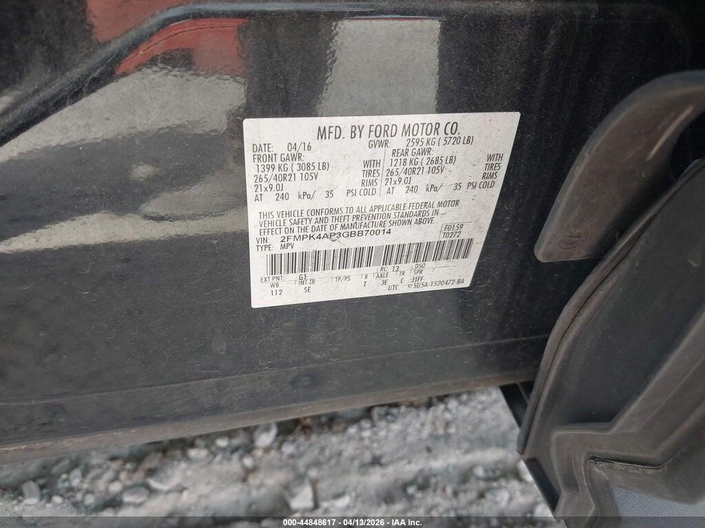 2FMPK4AP3GBB70014 2016 FORD EDGE photo no. 9