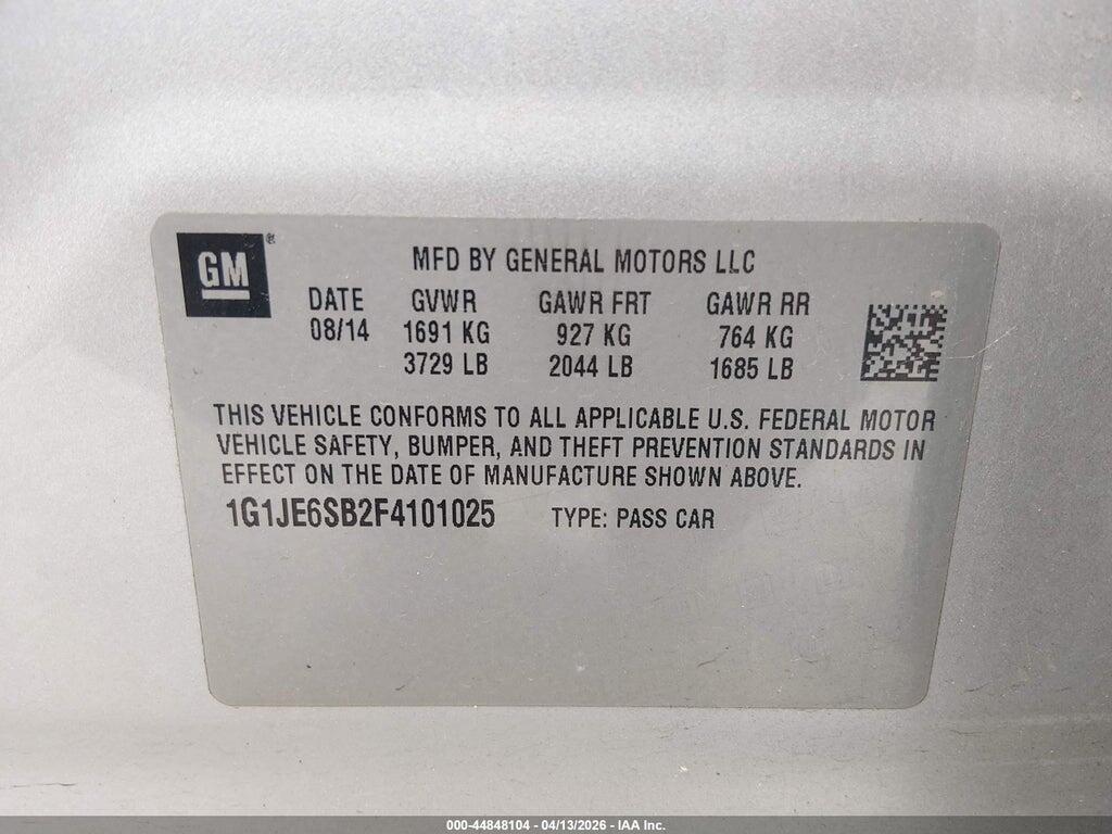 1G1JE6SB2F4101025 2015 CHEVROLET SONIC photo no. 9