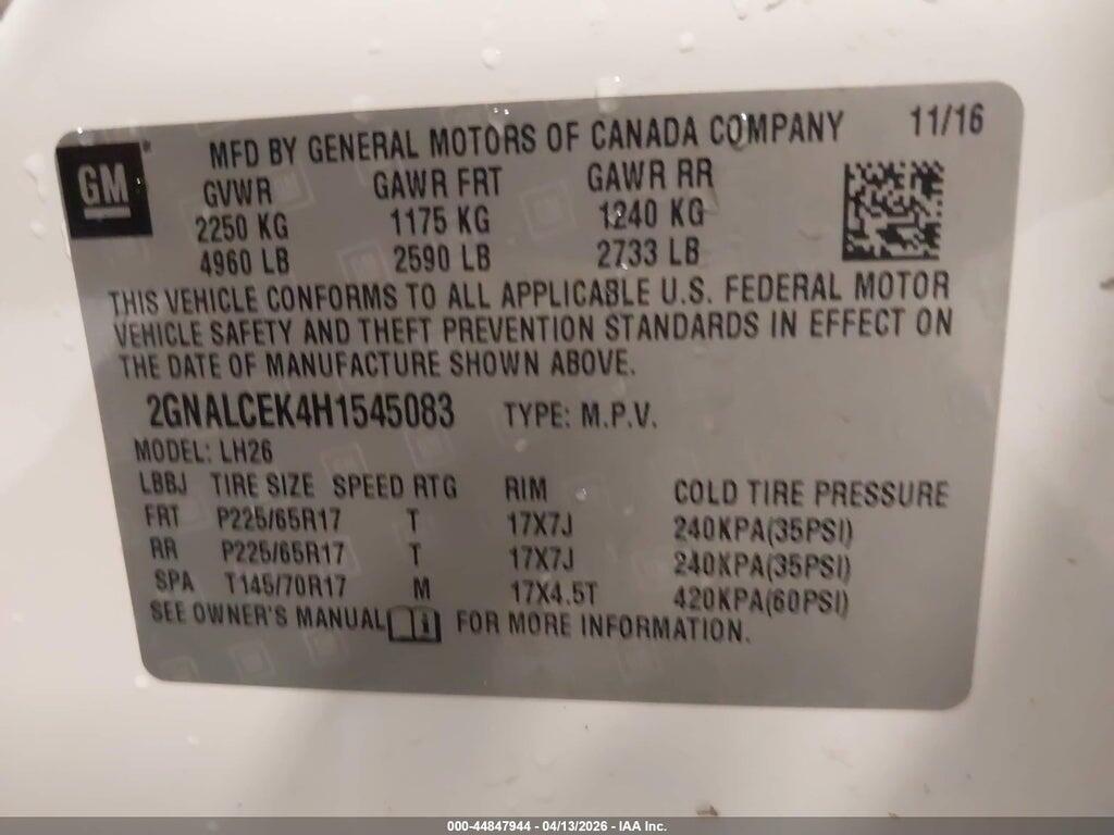 2GNALCEK4H1545083 2017 CHEVROLET EQUINOX photo no. 9