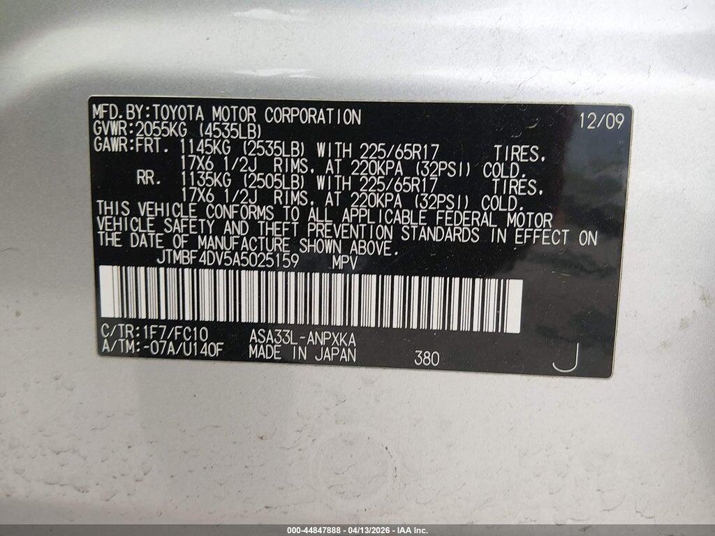 JTMBF4DV5A5025159 2010 TOYOTA RAV4 photo no. 9