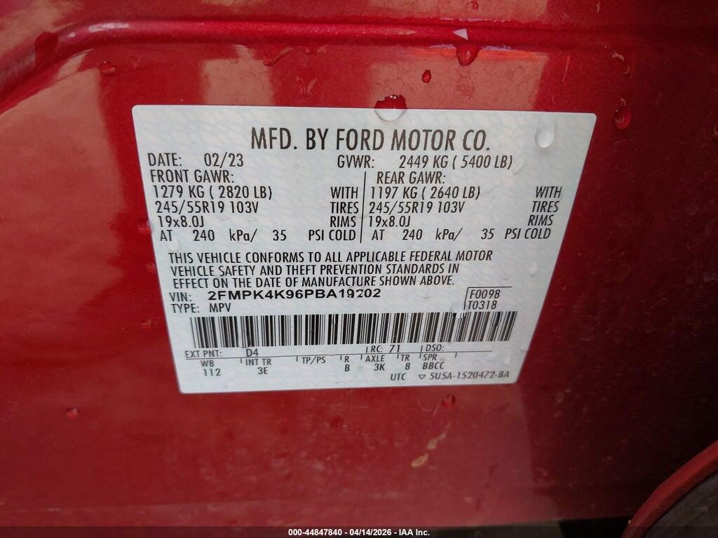 2FMPK4K96PBA19202 2023 FORD EDGE photo no. 9