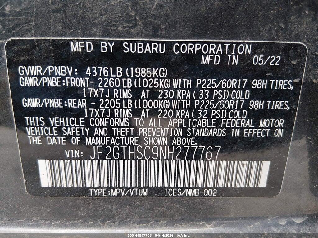 JF2GTHSC9NH277767 2022 SUBARU CROSSTREK photo no. 9