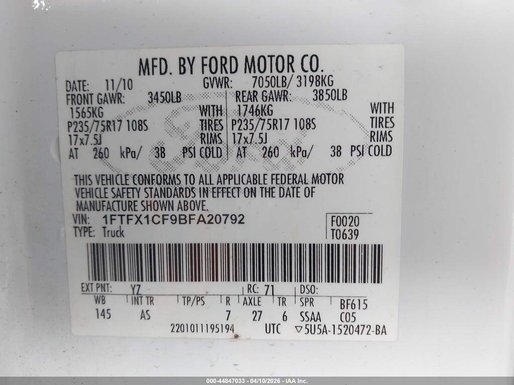 1FTFX1CF9BFA20792 2011 FORD F-150 photo no. 9