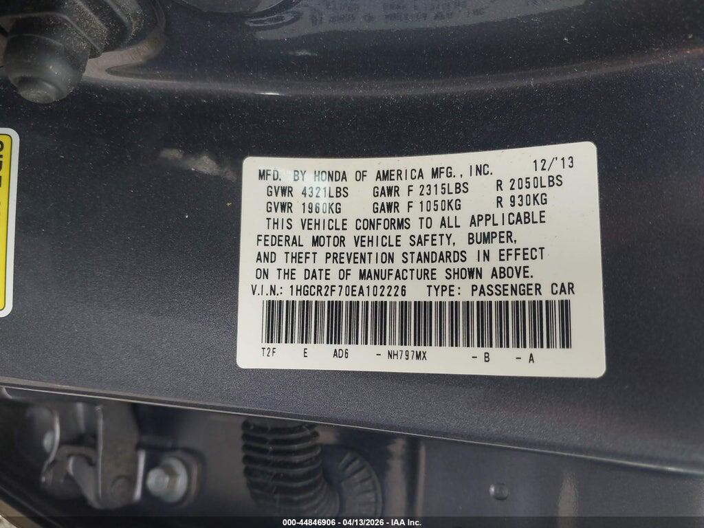 1HGCR2F70EA102226 2014 HONDA ACCORD photo no. 9
