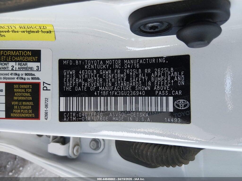 4T1BF1FK3GU236940 2016 TOYOTA CAMRY photo no. 9