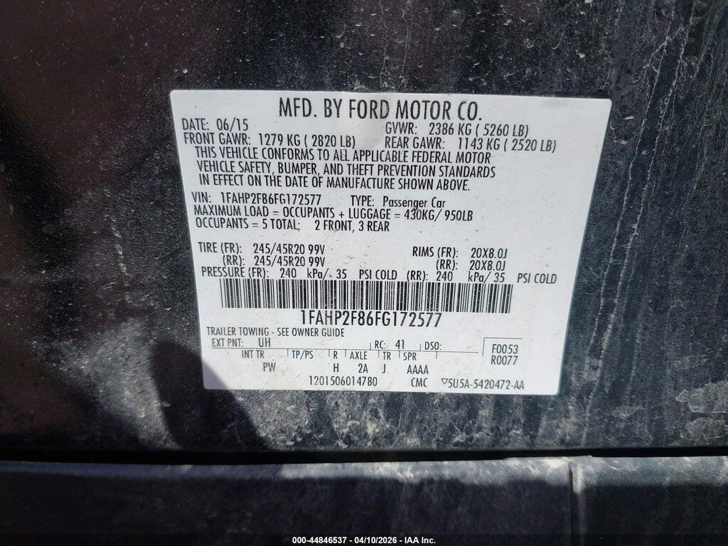 1FAHP2F86FG172577 2015 FORD TAURUS photo no. 9