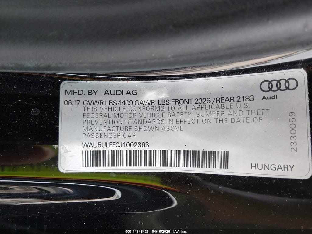 WAU5ULFF0J1002363 2018 AUDI A3 photo no. 9