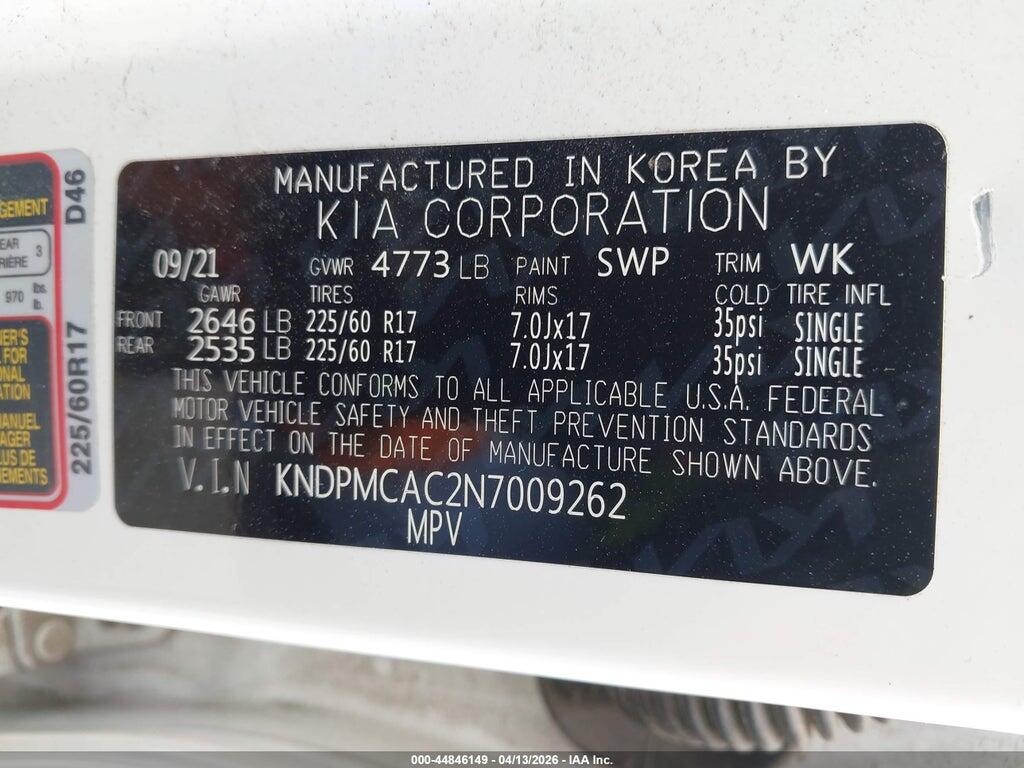 KNDPMCAC2N7009262 2022 KIA SPORTAGE photo no. 9