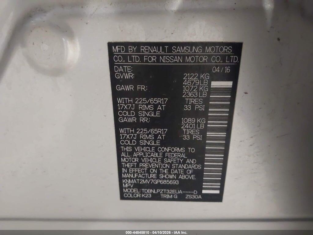 KNMAT2MV7GP685693 2016 NISSAN ROGUE photo no. 9