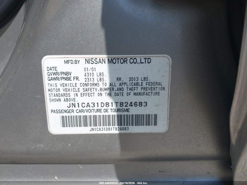 JN1CA31D81T824683 2001 NISSAN MAXIMA photo no. 9
