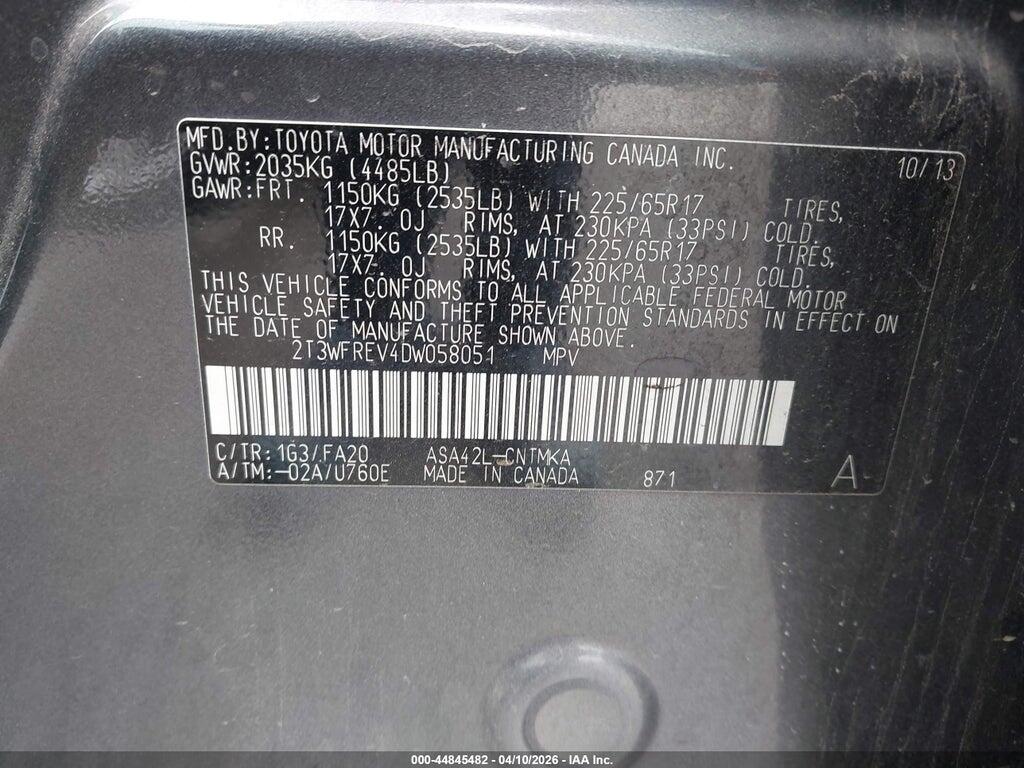 2T3WFREV4DW058051 2013 TOYOTA RAV4 photo no. 9