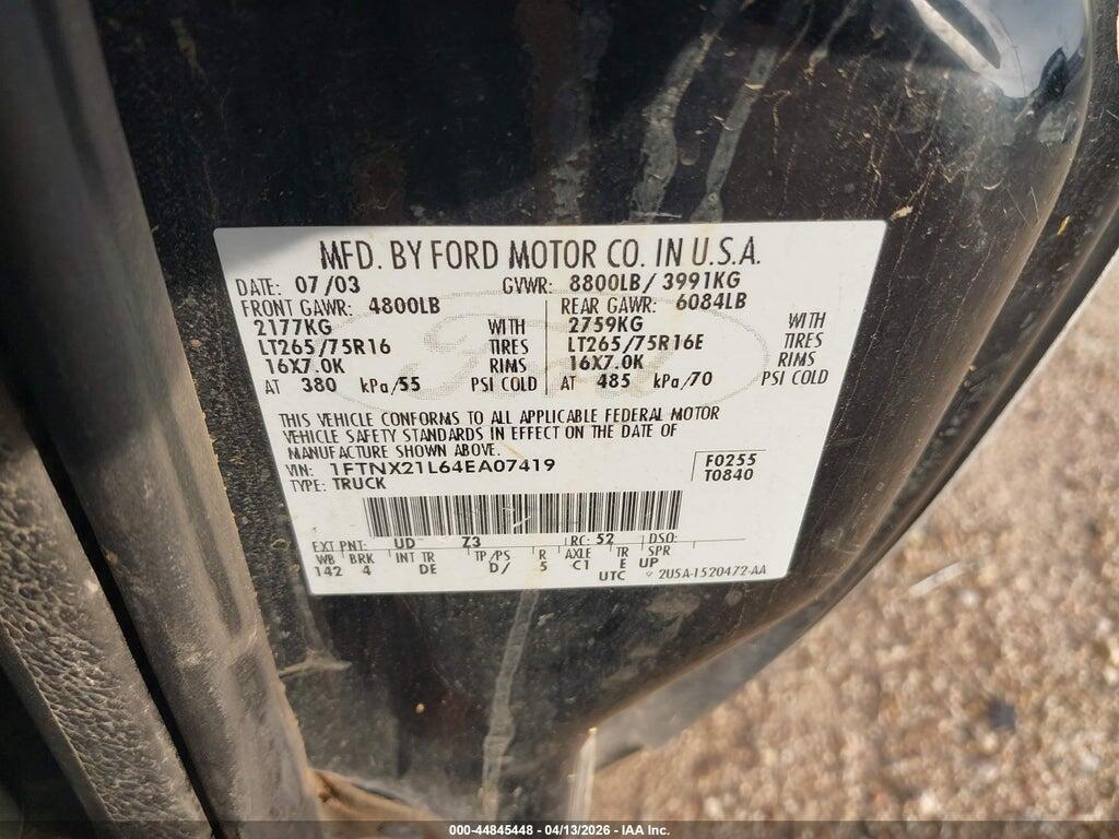 1FTNX21L64EA07419 2004 FORD F-250 photo no. 9