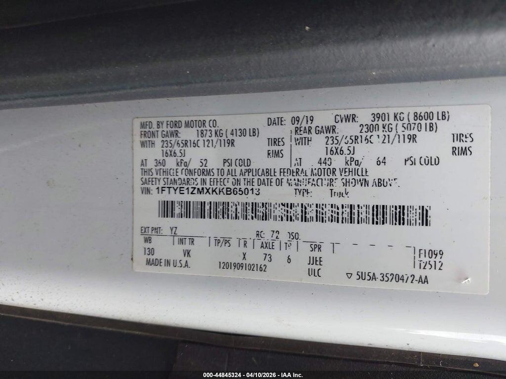 1FTYE1ZMXKKB65013 2019 FORD TRANSIT-150 photo no. 9