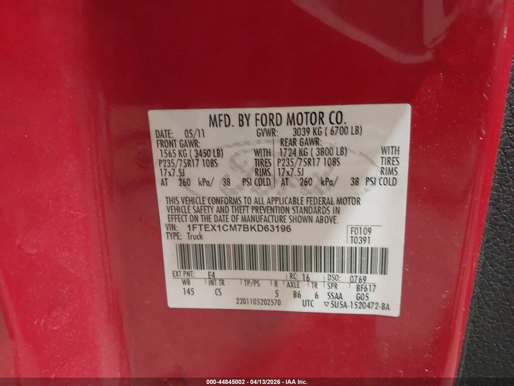 1FTEX1CM7BKD63196 2011 FORD F-150 photo no. 9
