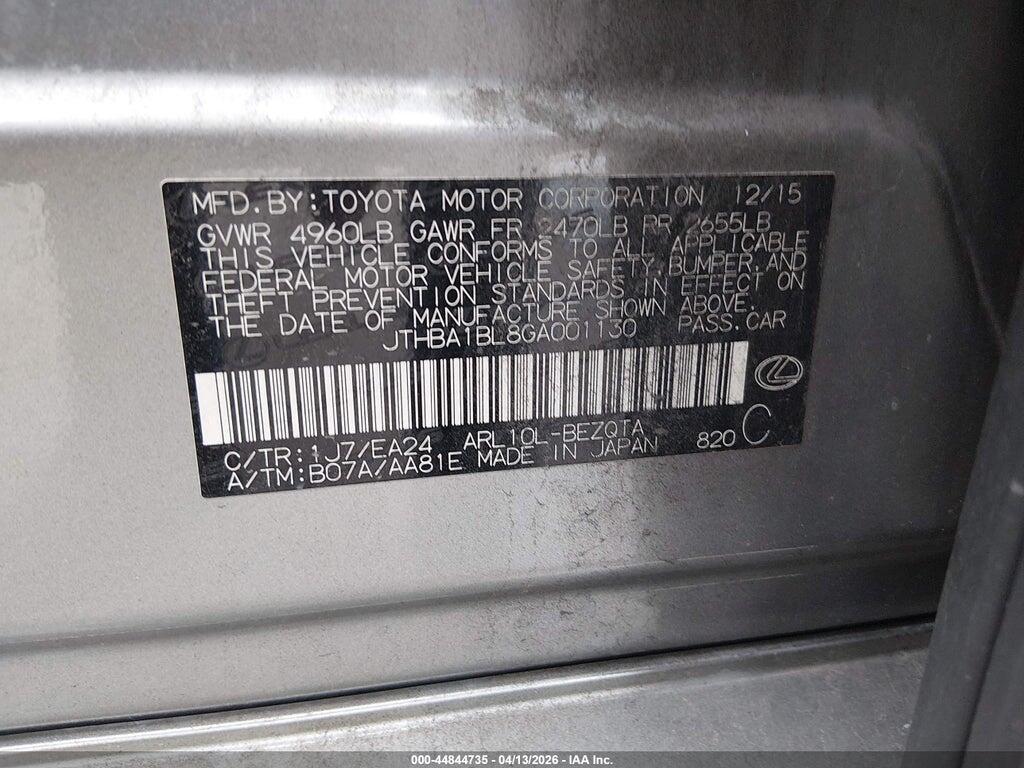 JTHBA1BL8GA001130 2016 LEXUS GS 200T photo no. 9