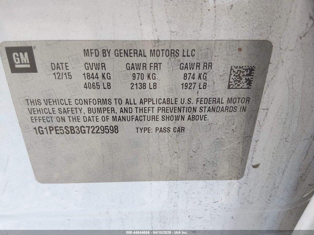 1G1PE5SB3G7229598 2016 CHEVROLET CRUZE LIMITED photo no. 9