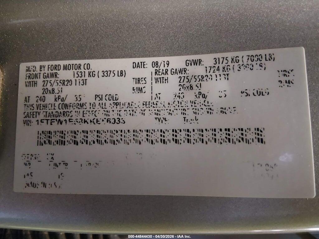 1FTEW1E58KKE56933 2019 FORD F-150 photo no. 9