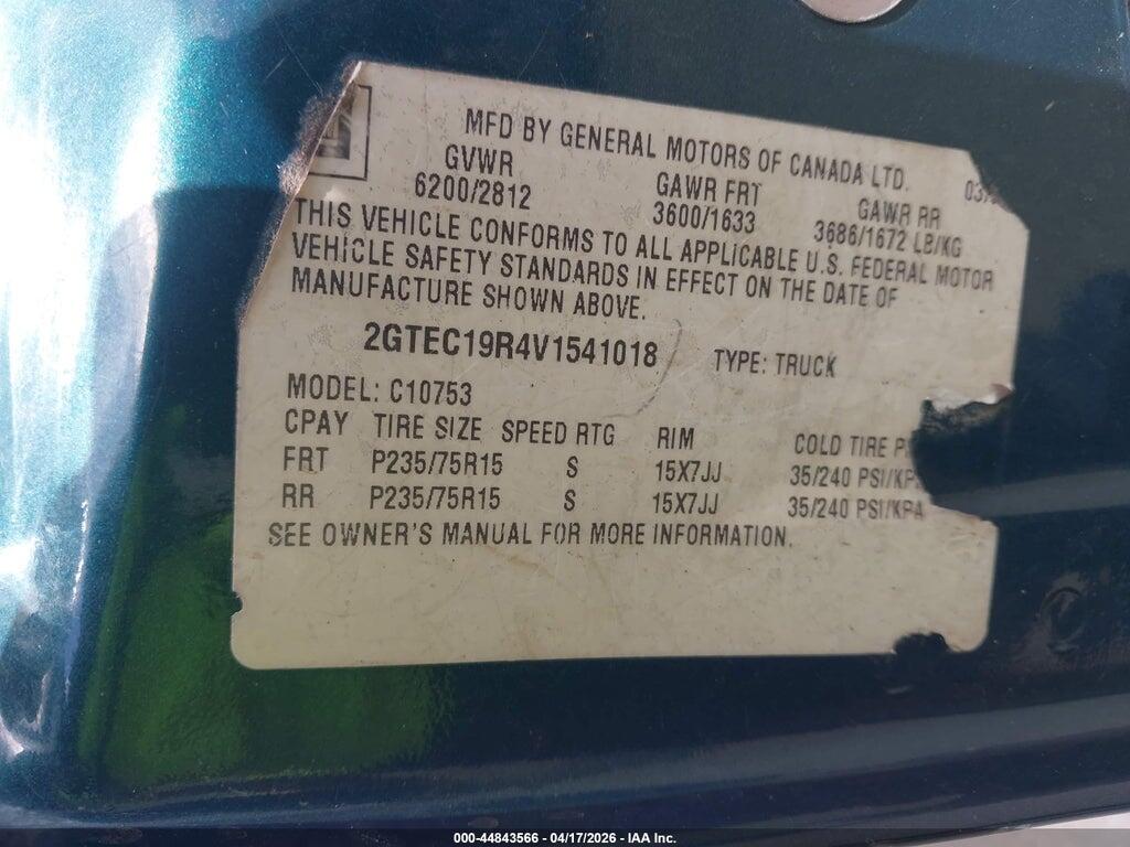 2GTEC19R4V1541018 1997 GMC SIERRA 1500 photo no. 9