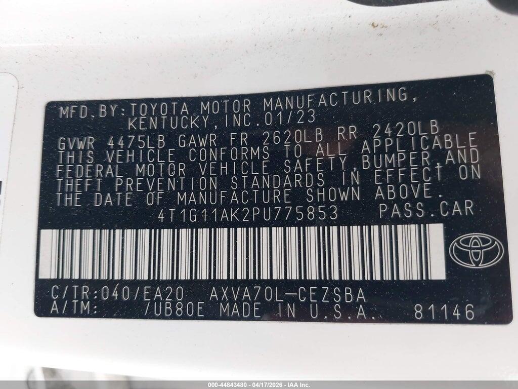 4T1G11AK2PU775853 2023 TOYOTA CAMRY photo no. 9