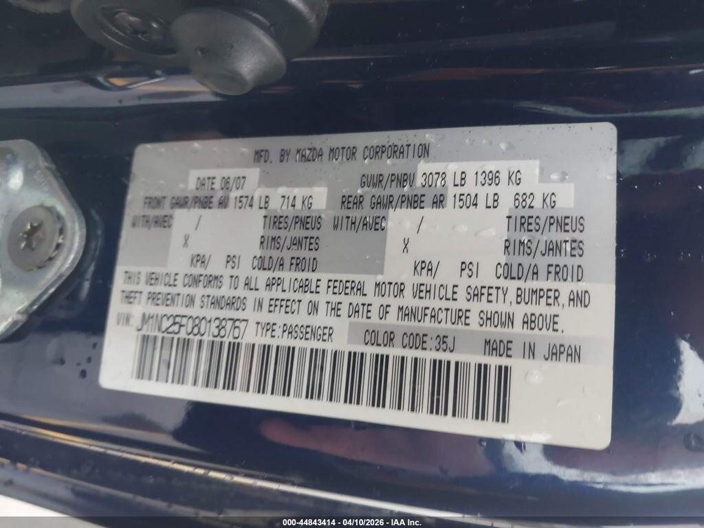 JM1NC25F080138767 2008 MAZDA MX-5 photo no. 9