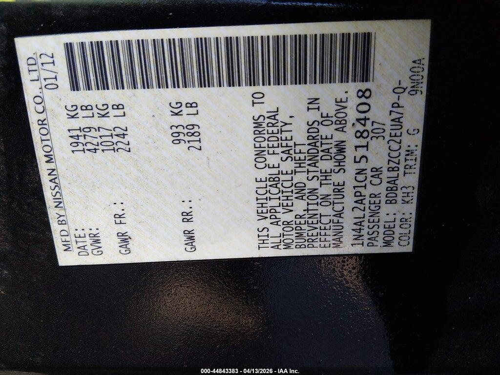 1N4AL2AP1CN518408 2012 NISSAN ALTIMA photo no. 9