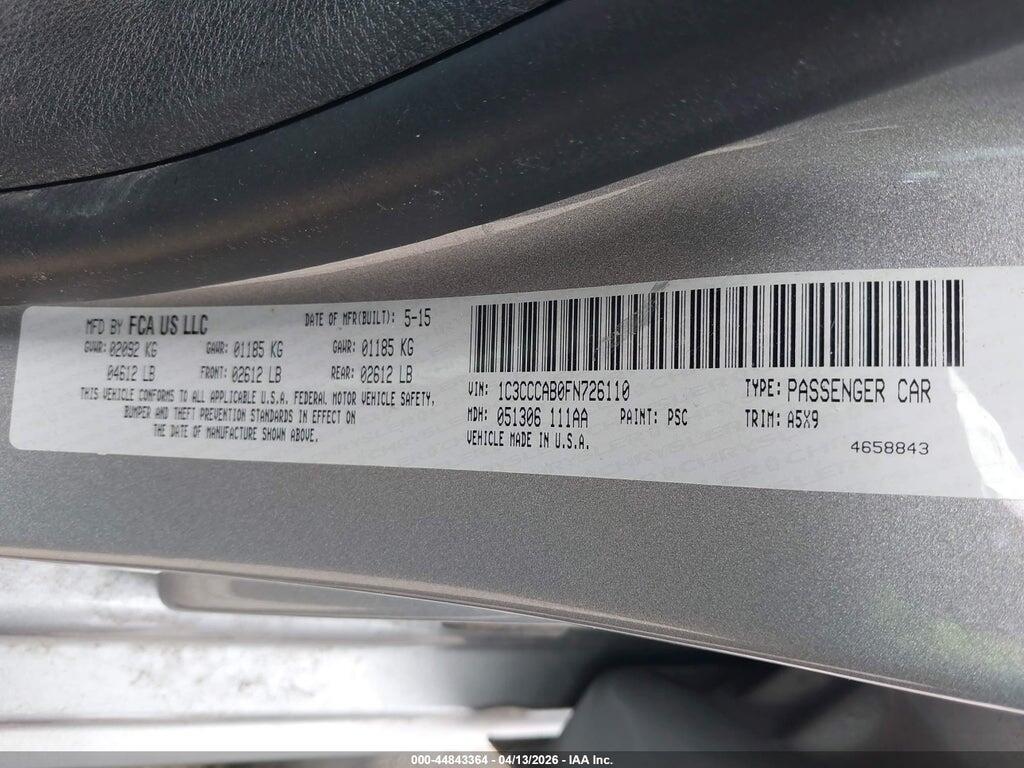 1C3CCCAB0FN726110 2015 CHRYSLER 200 photo no. 9