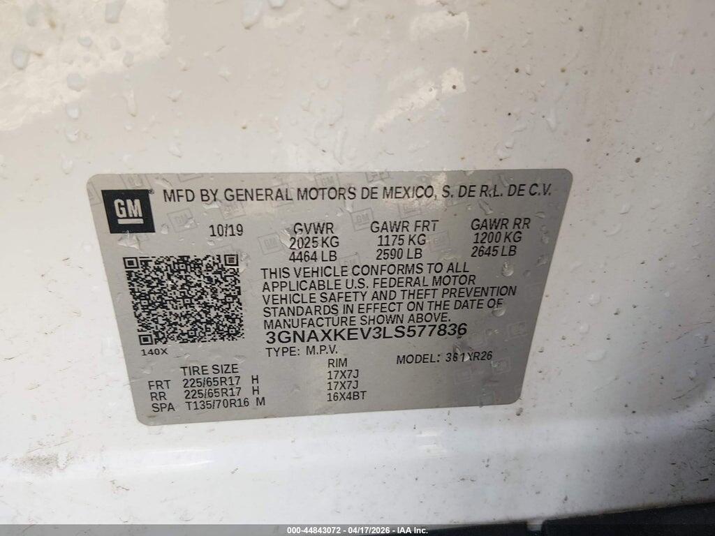 3GNAXKEV3LS577836 2020 CHEVROLET EQUINOX photo no. 9