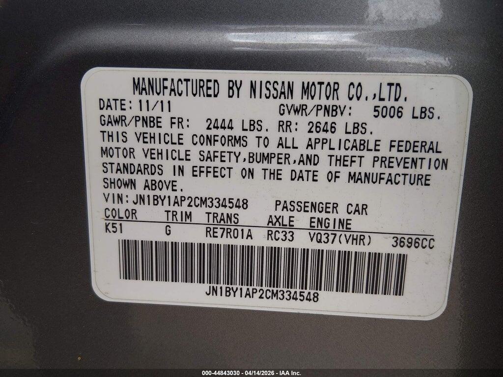 JN1BY1AP2CM334548 2012 INFINITI M37 photo no. 9