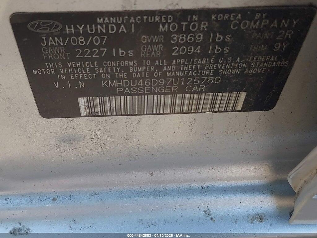KMHDU46D97U125780 2007 HYUNDAI ELANTRA photo no. 9