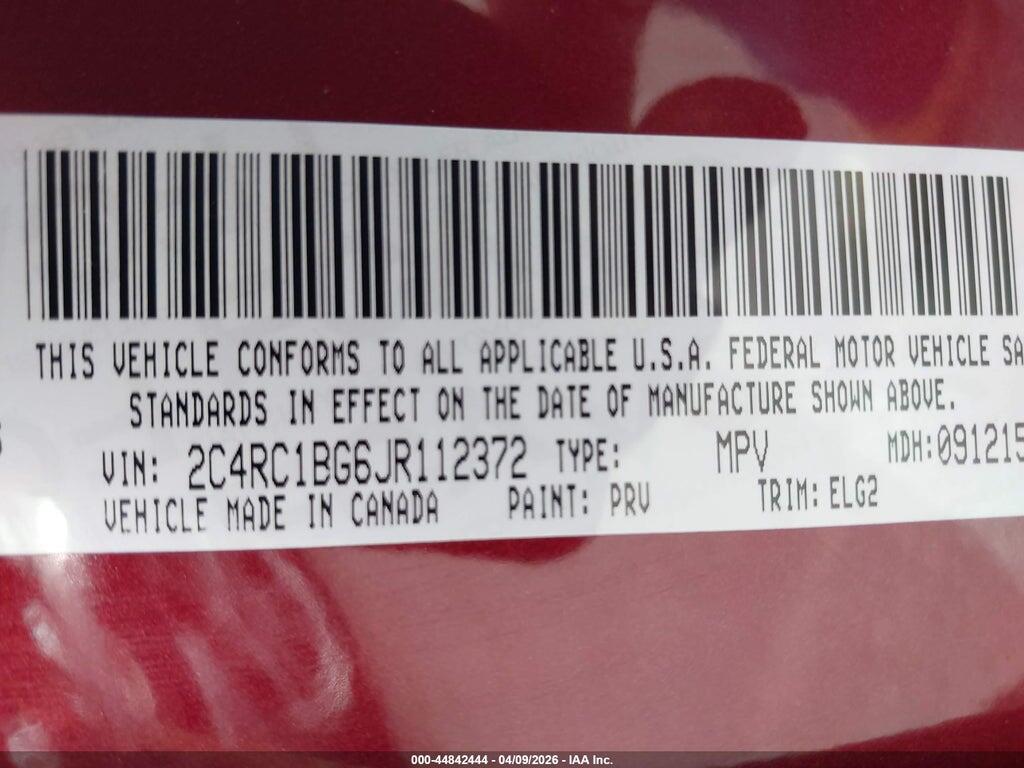 2C4RC1BG6JR112372 2018 CHRYSLER PACIFICA photo no. 9