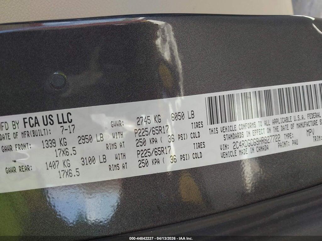 2C4RDGCG9HR827722 2017 DODGE GRAND CARAVAN photo no. 9