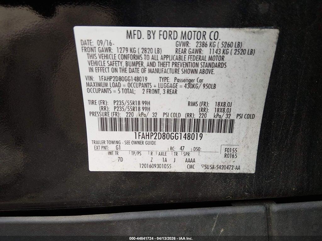 1FAHP2D80GG148019 2016 FORD TAURUS photo no. 9