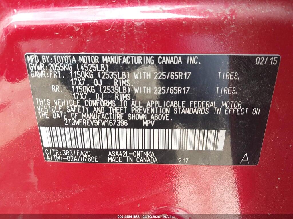 2T3WFREV9FW167396 2015 TOYOTA RAV4 photo no. 9