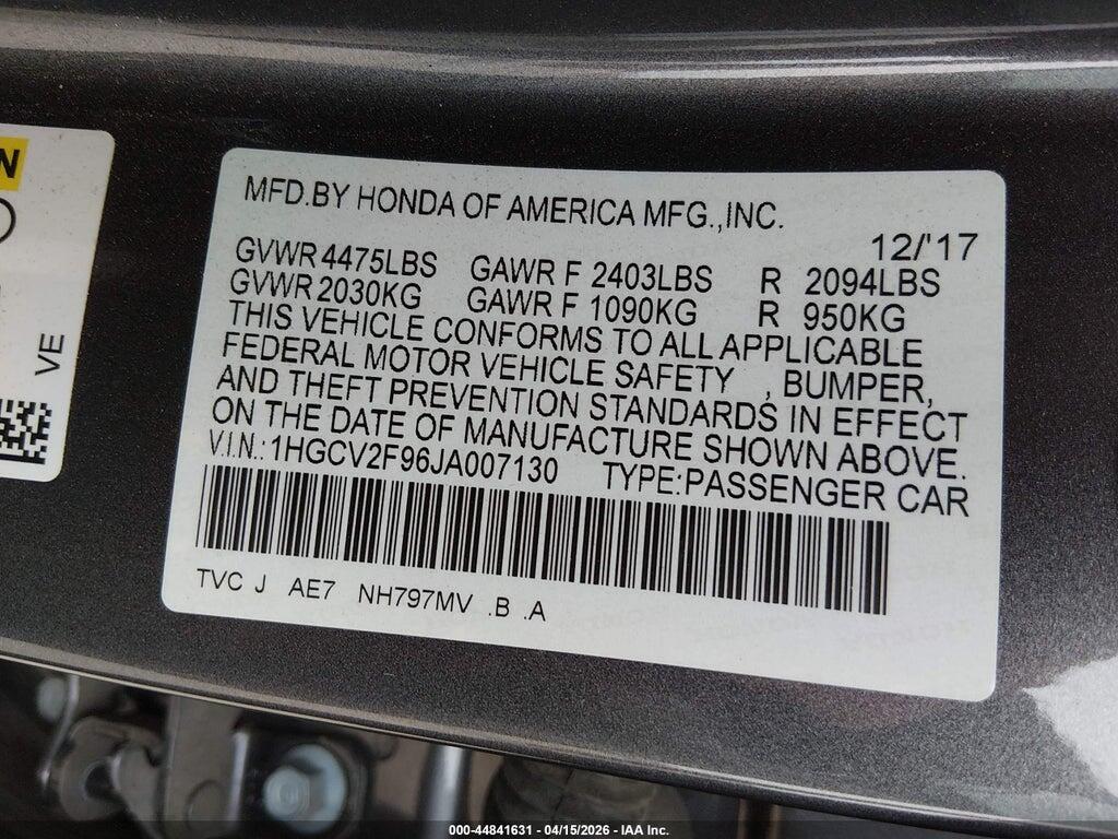 1HGCV2F96JA007130 2018 HONDA ACCORD photo no. 9