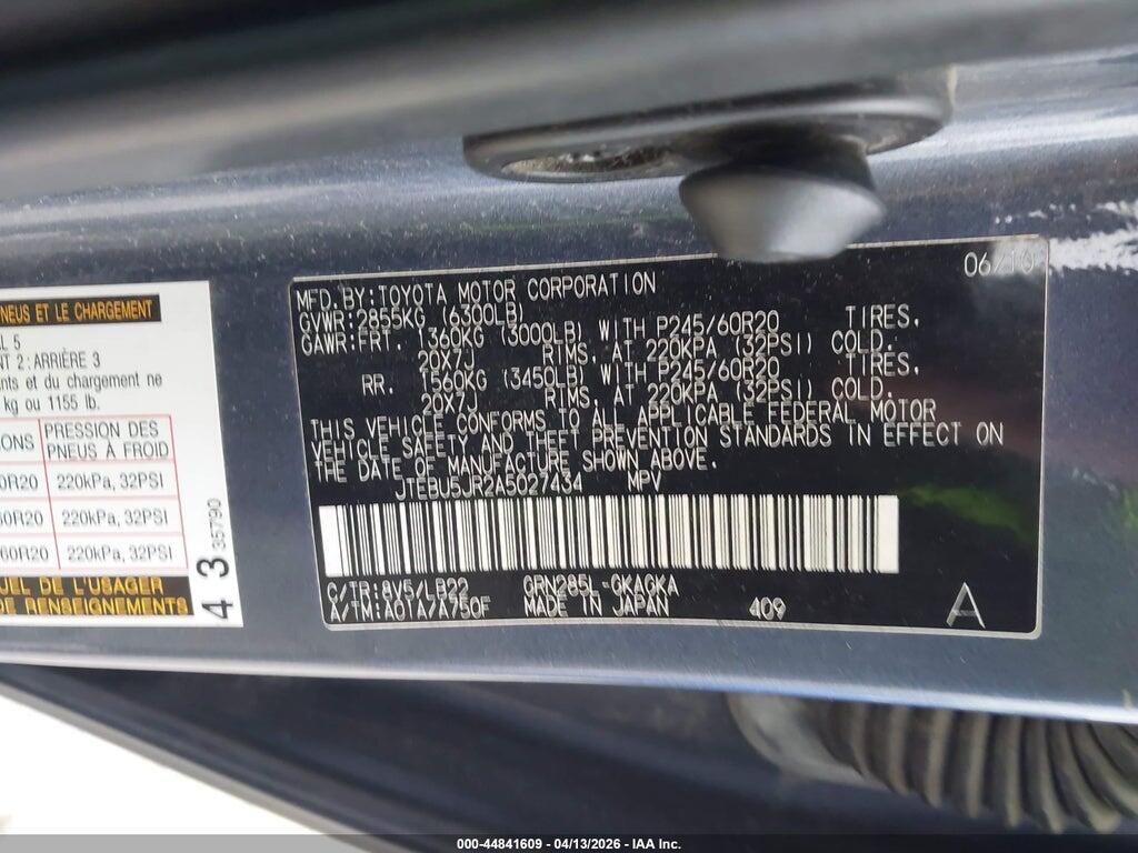 JTEBU5JR2A5027434 2010 TOYOTA 4RUNNER photo no. 9