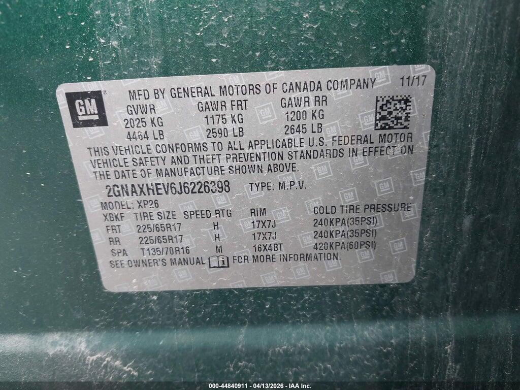 2GNAXHEV6J6226398 2018 CHEVROLET EQUINOX photo no. 9