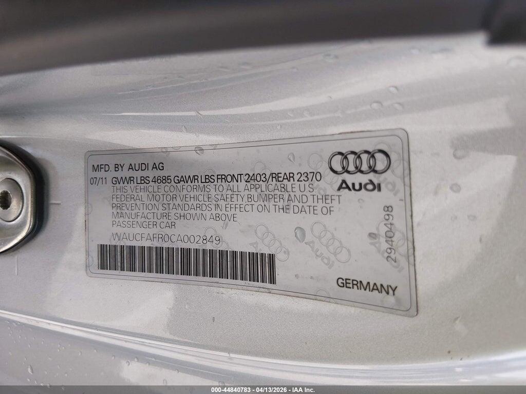 WAUCFAFR0CA002849 2012 AUDI A5 photo no. 9