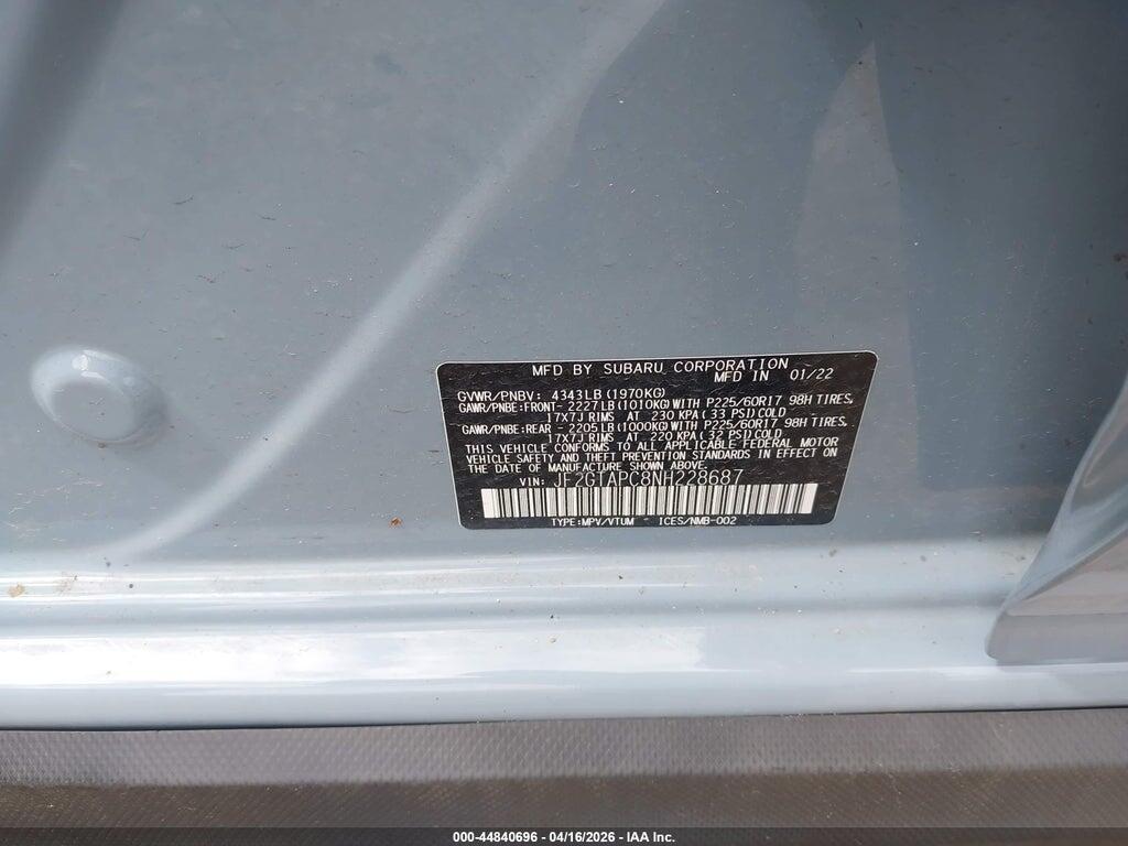 JF2GTAPC8NH228687 2022 SUBARU CROSSTREK photo no. 9