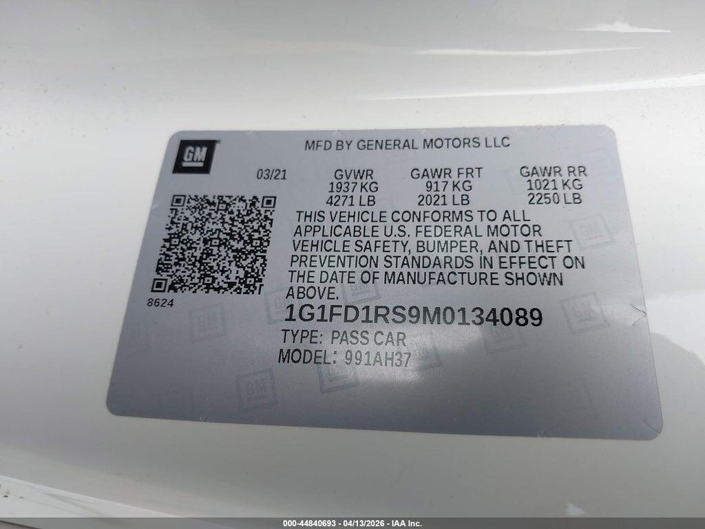 1G1FD1RS9M0134089 2021 CHEVROLET CAMARO photo no. 9