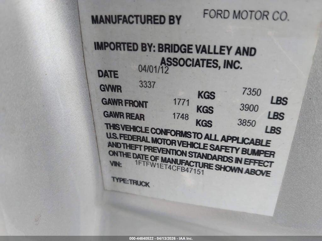 1FTFW1ET4CFB47151 2012 FORD F-150 photo no. 9