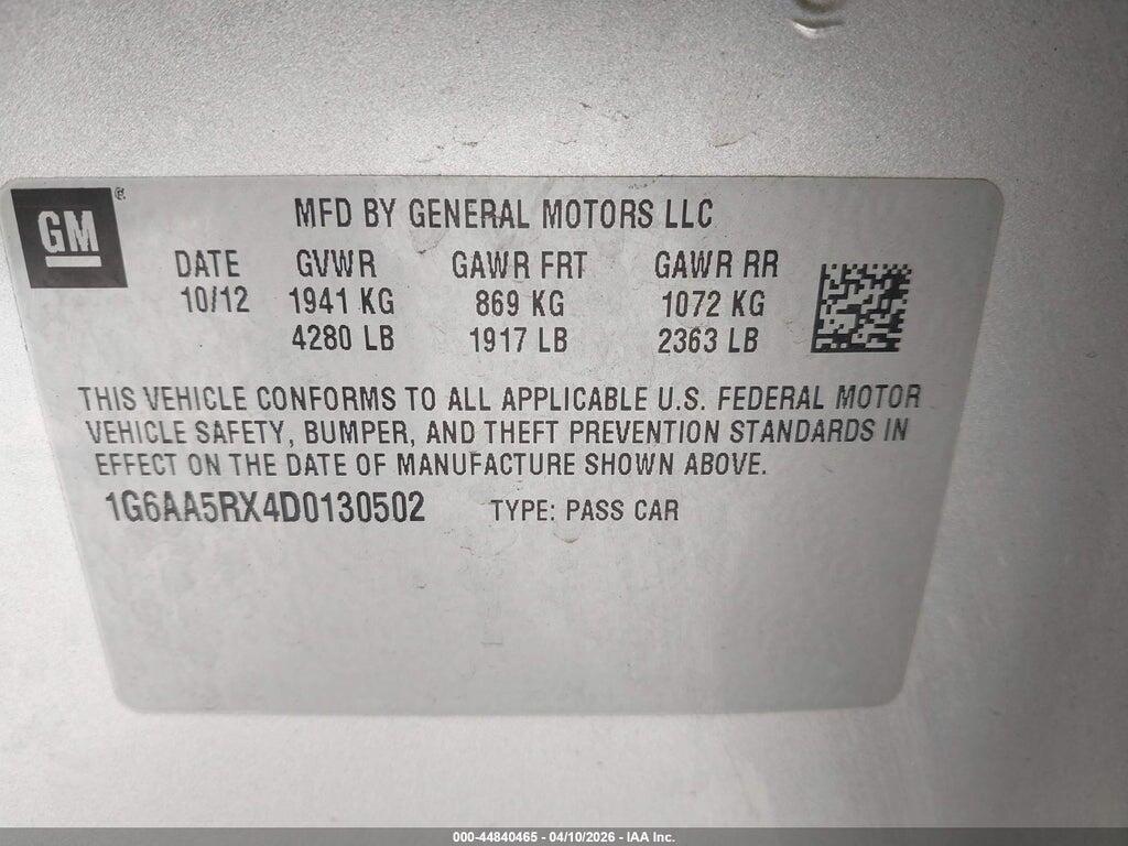1G6AA5RX4D0130502 2013 CADILLAC ATS photo no. 9